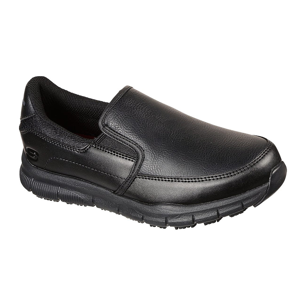 Mens black sale slip on skechers